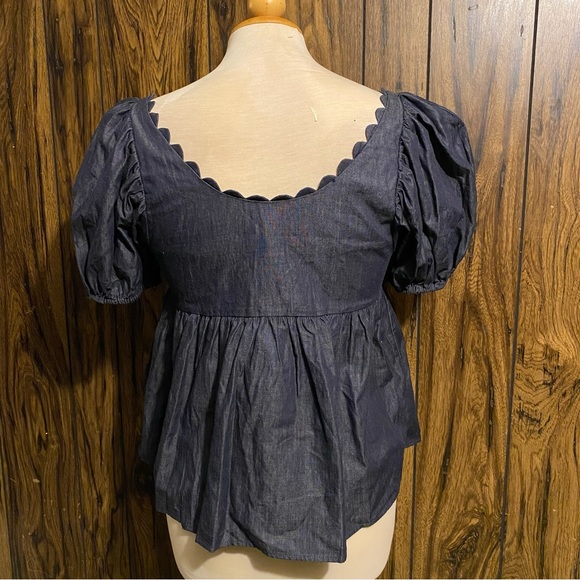 Kika Vargas x Target Denim Short Puff-Sleeve Button-Down Top - Picture 7 of 8